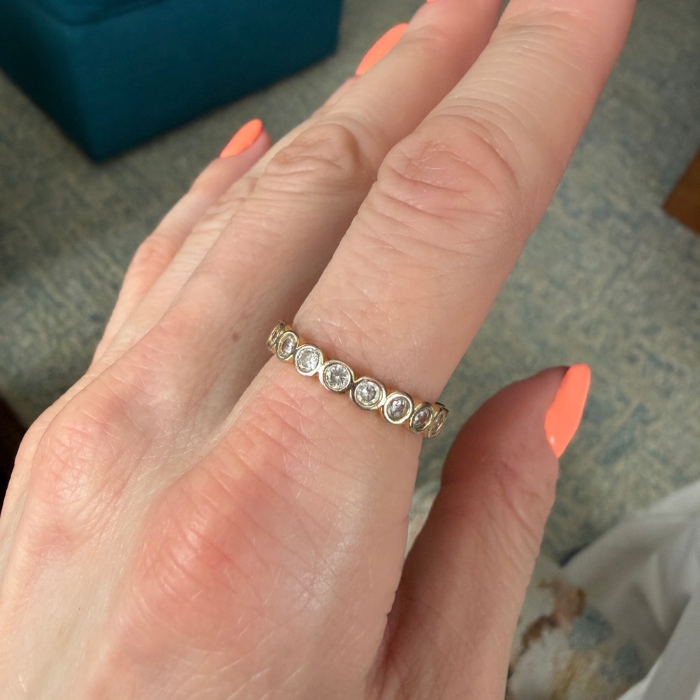 Joy Dravecky Gold Bezel Diamond Eternity Band - Gold Color SZ 7